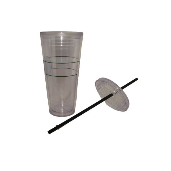 Starbucks Acrylic Cold Cup Clear Tumbler Screw Top Lid With Straw Add Ons 20 oz - Picture 2 of 9